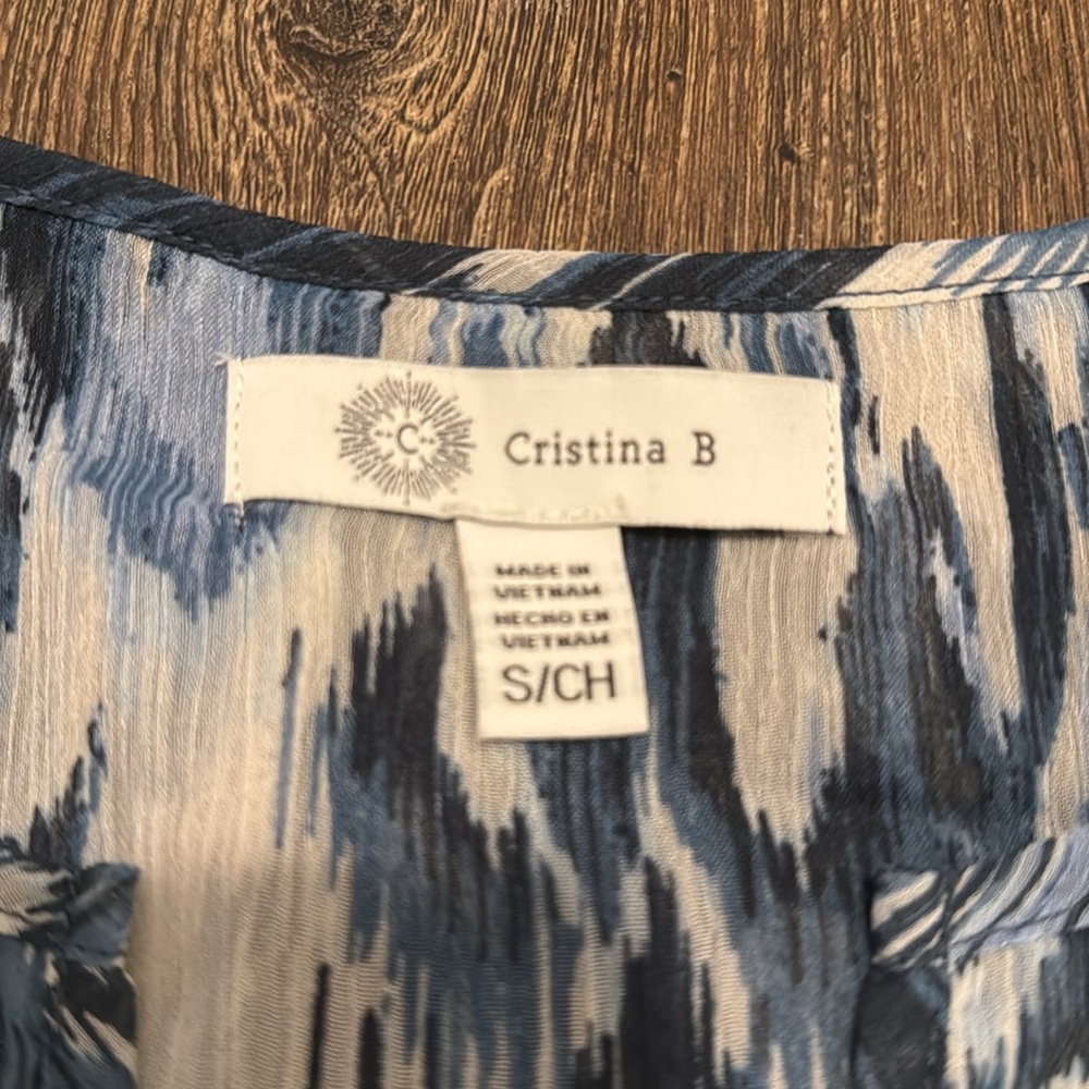 V Neck Flowy Tunic by Cristina B Women’s Size Small - Picture 4 of 5